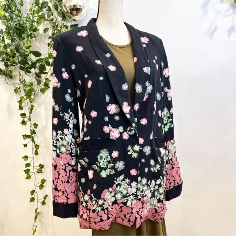 Anthropologie Merielle Kimono Floral Oversized Long Blazer Size XS S - Picture 2 of 13